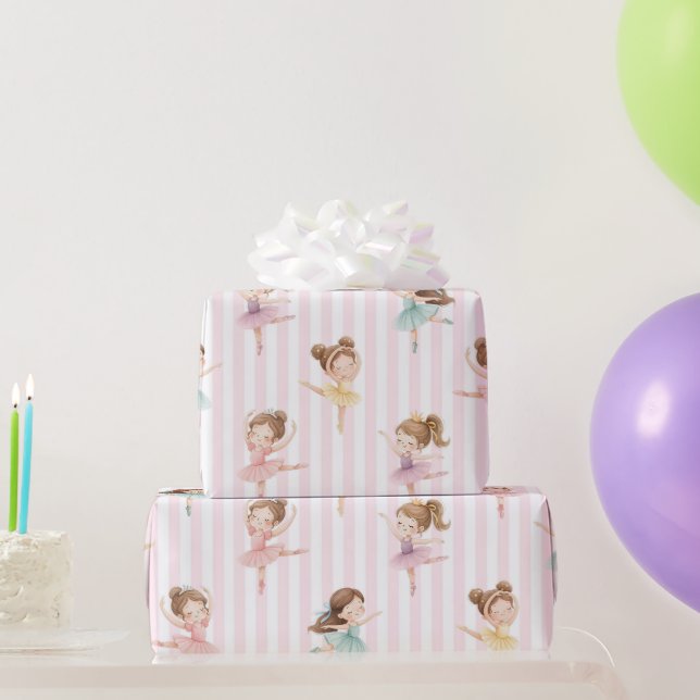 Papier Cadeau Pink Girls Bow Tutu Ballerina Birthday (Cadeaux de fête)
