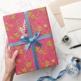 Papier Cadeau Pink & Gold Floral Wrapping Paper