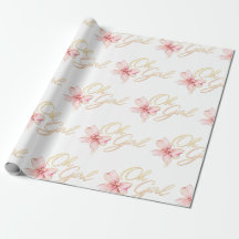 Pink & Gold “Oh Girl” Gold Typography Baby Shower