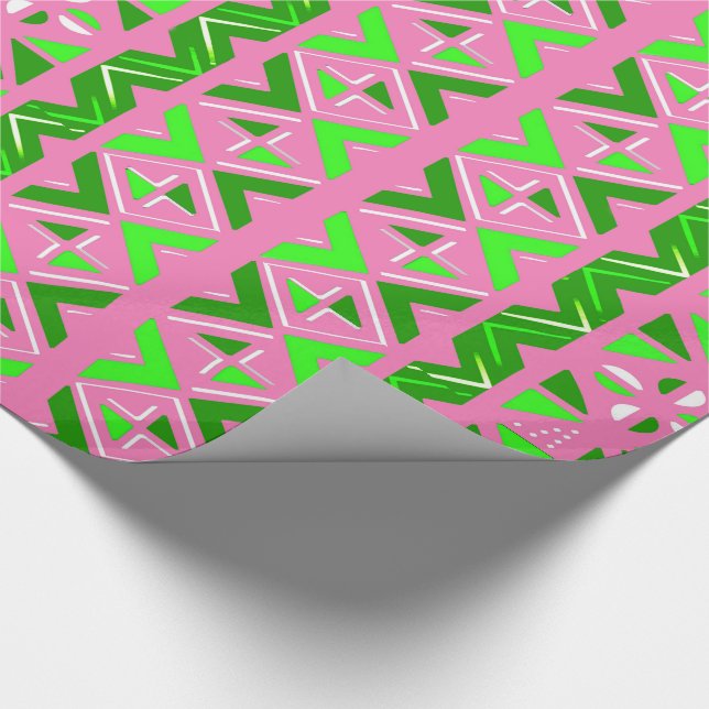 Papier Cadeau Pink & Green African Pattern (Coin)