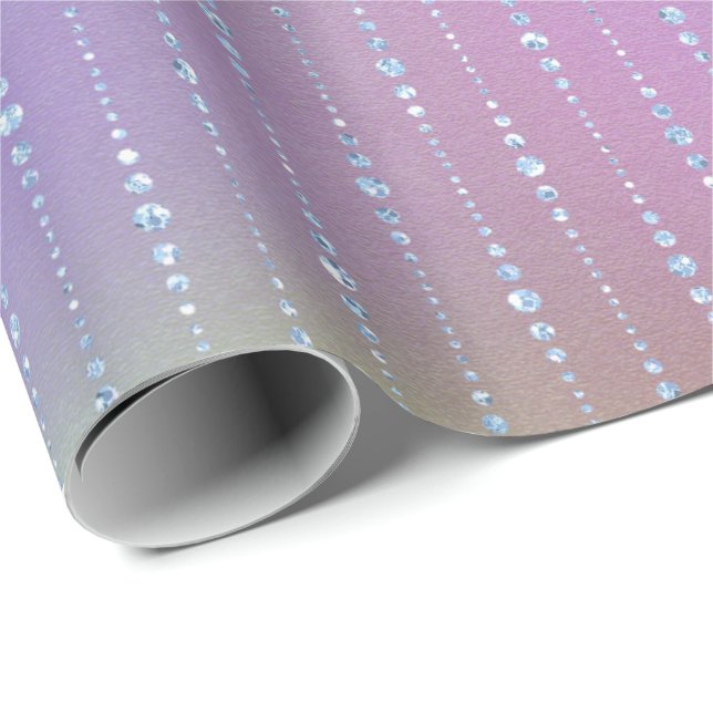 Papier Cadeau Pink Green Pastel Ombre Purple Crystals Assez (Coin rond)