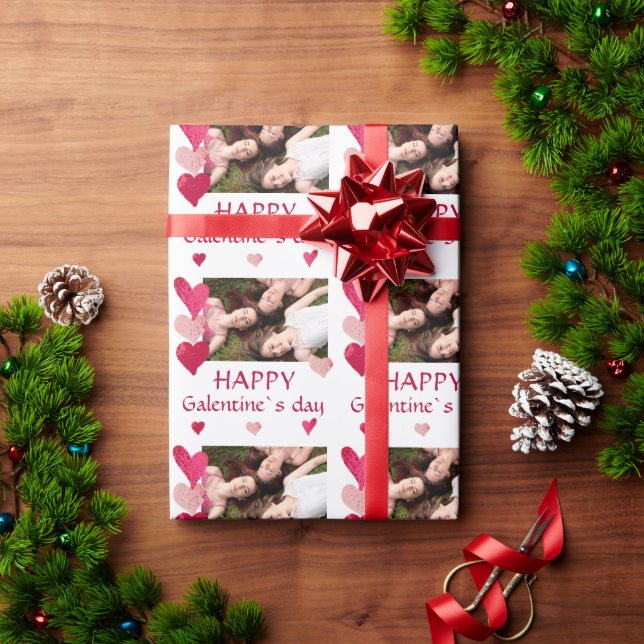Papier Cadeau Pink Heart Friend Photo Galentine`s Day (Cadeau de vacances)