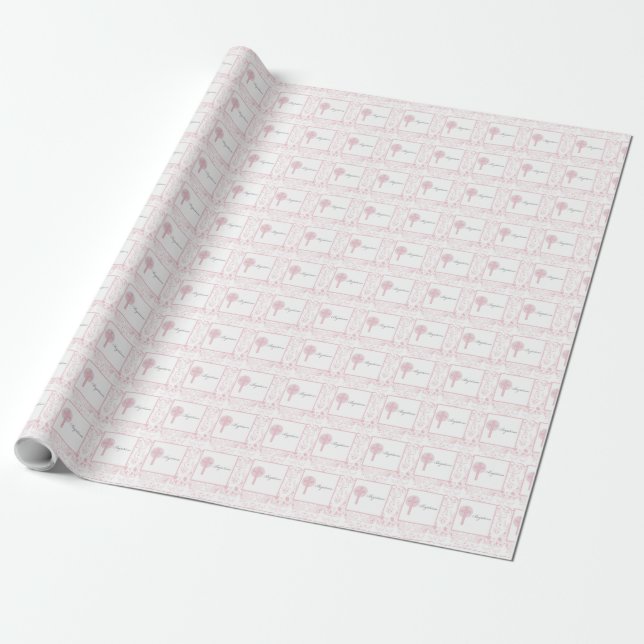 Papier Cadeau Pink Lace Girl Baptême (Déroulé)