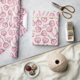 Papier Cadeau Pink Lollipops, Heart Lollipops, Lollipop Pattern