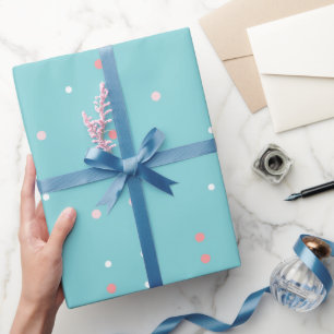 Papier Cadeau Pink on Blue Pois fête d'anniversaire