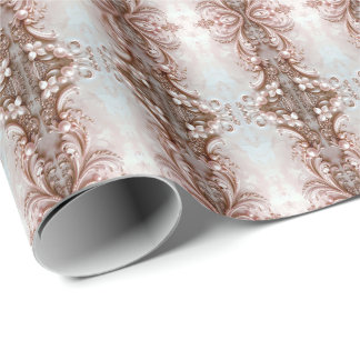 Papier Cadeau Pink Ornate Pearl and Floral Wrapping Paper