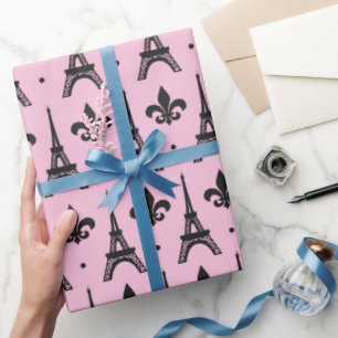 Papier Cadeau Pink Paris motif tour Eiffel enveloppement