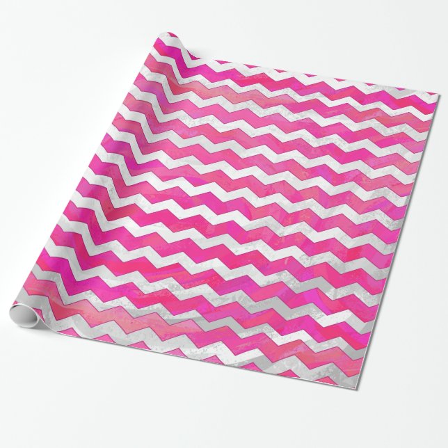 Papier Cadeau Pink Passion Chevron Motif (Déroulé)