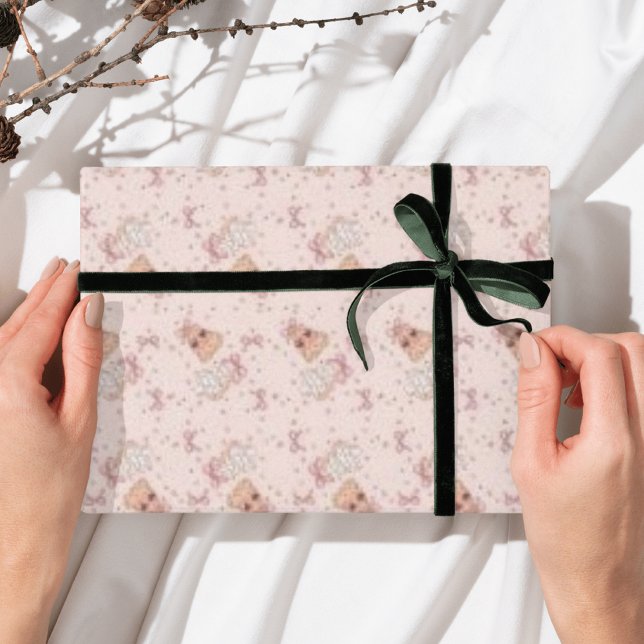 Papier Cadeau Pink Pastel Bow Pain d'épices Arbre de Noël (Créateur téléchargé)