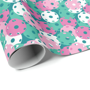 Papier Cadeau Pink pastel et pickleball vert menthe