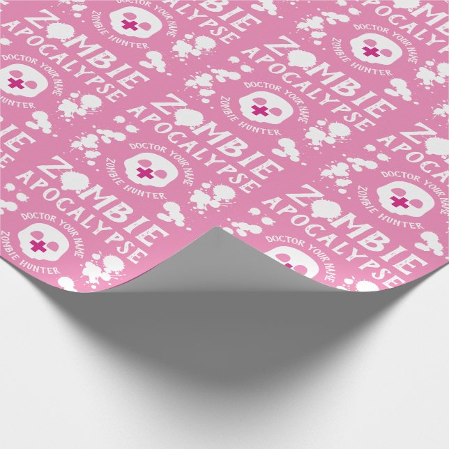 Papier Cadeau Pink Pastel Goth Zombie Apocalypse Personnalisé (Coin)