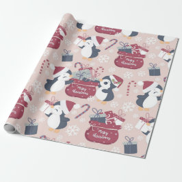 Papier Cadeau Pink Penguins 