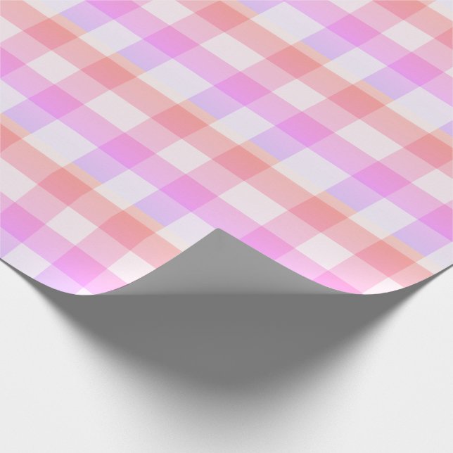 Papier Cadeau Pink Plaid En vichy Country Farmhouse Simple (Coin)