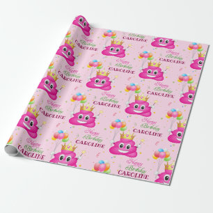 Papier Cadeau Pink Poop Emoji Princesse Anniversaire