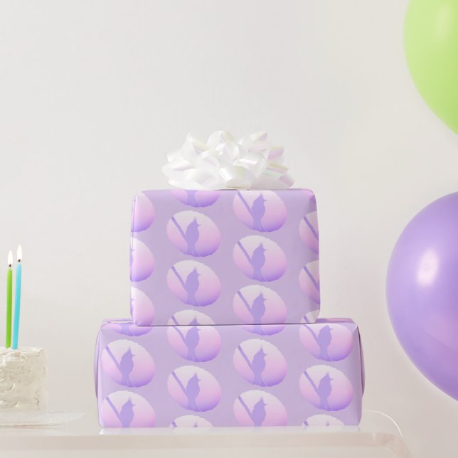 Papier Cadeau Pink Purple Nature Paisible Oiseau Animal Silhouet (Cadeaux de fête)
