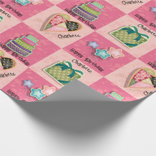 Papier Cadeau Pink Quilt Motif Ajouter Un Nom Anniversaire Pour 