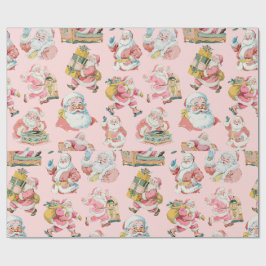 Papier Cadeau Pink Retro Super Père Noël