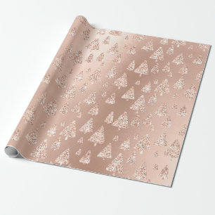 Papier Cadeau Pink Rose Powder Gold Parties scintillant Arbre de