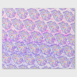 Papier Cadeau Pink Scribble mignonne Girone Dragon Wyvern Inugam