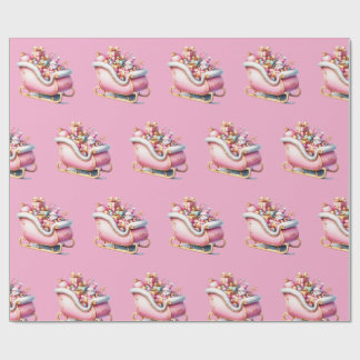 Papier Cadeau Pink Sleigh Christmas Holiday