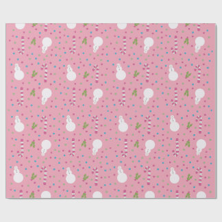 Papier Cadeau Pink Snowman Wrapping Paper 