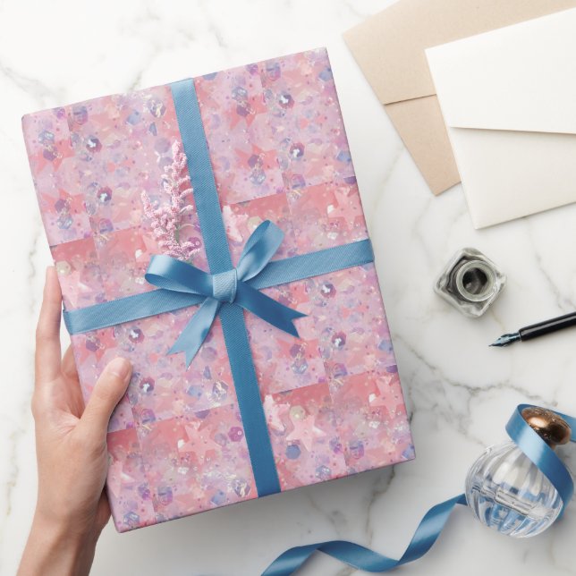 Papier Cadeau Pink Stars Joyeux cadeau d'anniversaire personnali (Cadeaux)