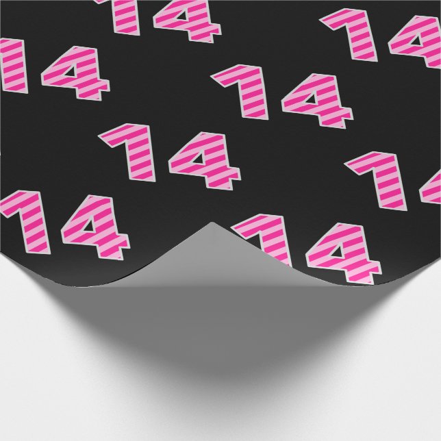 Papier Cadeau Pink Stripes 14 N° d'événement (Anniversaire, Anni (Coin)