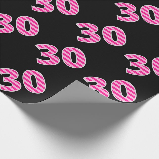Papier Cadeau Pink Stripes 30 N° d'événement (Anniversaire, Anni (Coin)