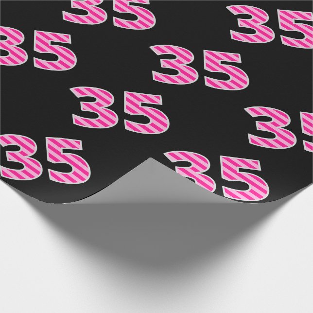 Papier Cadeau Pink Stripes 35 N° d'événement (Anniversaire, Anni (Coin)