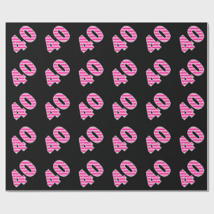 Papier Cadeau Pink Stripes 40 N° d'événement (Anniversaire, Anni