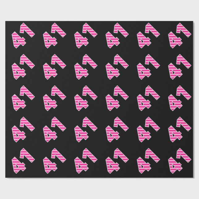 Papier Cadeau Pink Stripes 41 N° d'événement (Anniversaire, Anni (Plat)