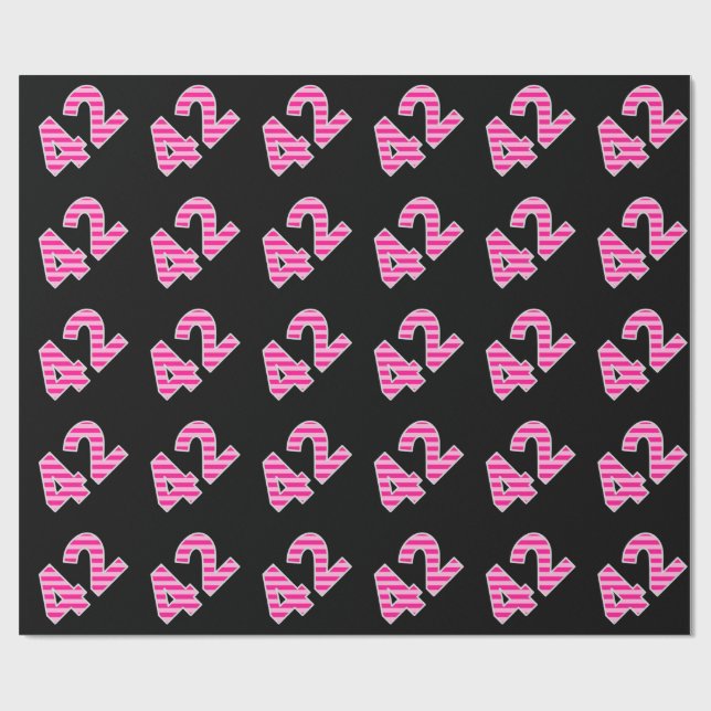 Papier Cadeau Pink Stripes 42 N° d'événement (Anniversaire, Anni (Plat)