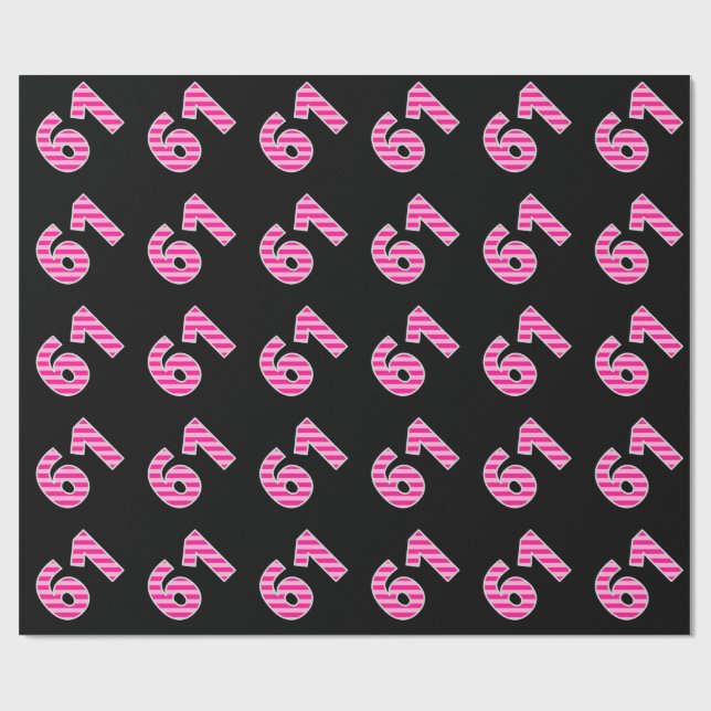 Papier Cadeau Pink Stripes 61 N° d'événement (Anniversaire, Anni (Plat)