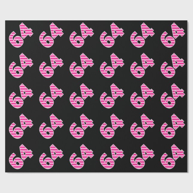 Papier Cadeau Pink Stripes 64 N° d'événement (Anniversaire, Anni (Plat)