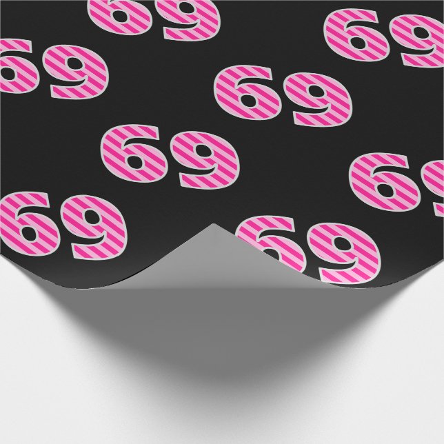 Papier Cadeau Pink Stripes 69 N° d'événement (Anniversaire, Anni (Coin)