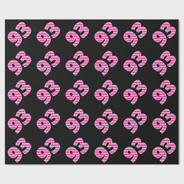 Papier Cadeau Pink Stripes 93 N° d'événement (Anniversaire, Anni (Plat)