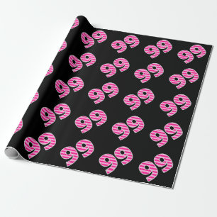 Papier Cadeau Pink Stripes 99 N° d'événement (Anniversaire, Anni