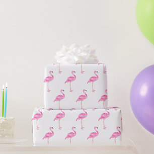 Papier Cadeau Pink Tropical Flamant rose mignon fête d'annivers