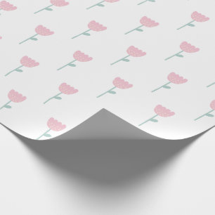 Papier Cadeau Pink Tulip Floral Minimaliste Simple