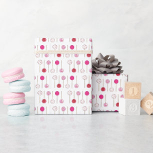 Papier Cadeau Pink Valentine Anniversaire Gâteau Pop Dessert Swe
