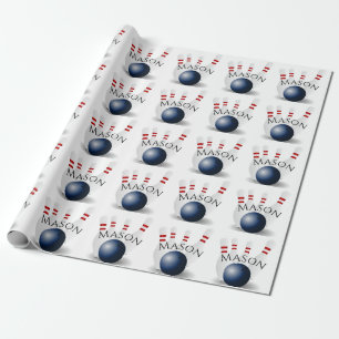 Papier Cadeau Pins de quilles et boules de quilles personnalisé