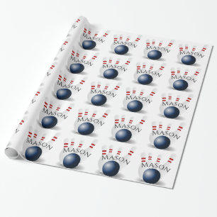 Papier Cadeau Pins de quilles et boules de quilles personnalisé