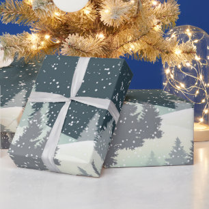 Papier Cadeau Pins d'hiver