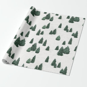 Papier Cadeau Pins et neige