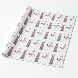 Papier Cadeau Pinscher et bonhomme de neige de dobermann
