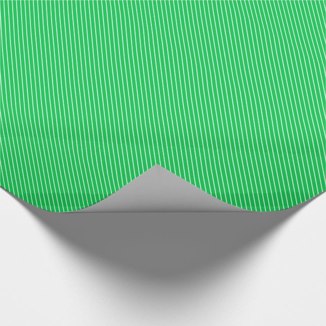 Papier Cadeau Pinstripes diagonales - vert émeraude et blanc (Coin)