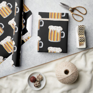Papier Cadeau Pints de bière en mousse Motif Papa Anniversaire