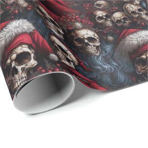 Papier Cadeau Pirate gothique Père Noël Crânes Menacant Noël