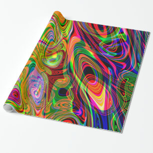 Papier Cadeau Pirouettes abstraites fluorescentes psychédéliques
