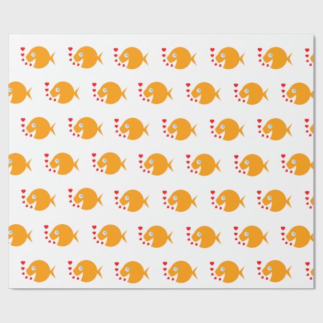 Papier Cadeau Piscine synchronisée Mignonne Cartoon Poisson d'or (Plat)
